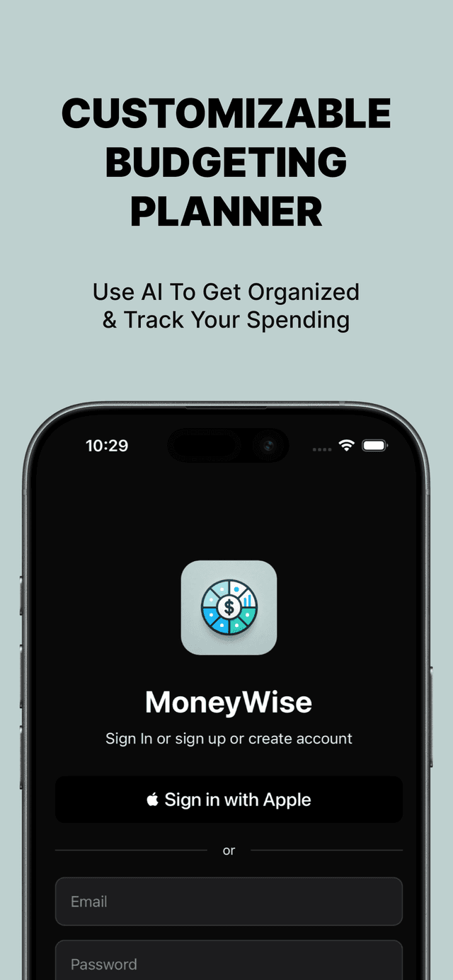 MoneyWise Budget Tracking Screen